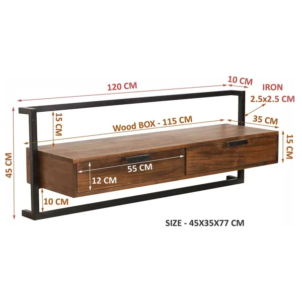 120x45x35 TV Board Für Die Wandmontage – Mendoza 7