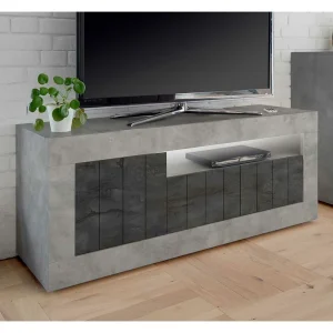 138cm TV Bank In Dunkelgrau & Beton Grau – Uxena 10