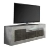 138cm TV Bank In Dunkelgrau & Beton Grau – Uxena 20