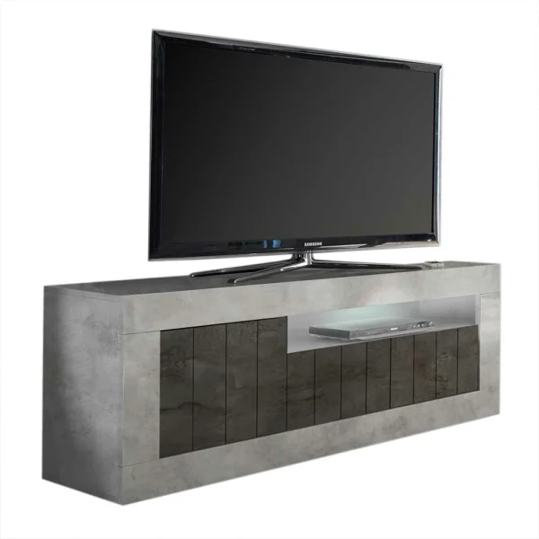 138cm TV Bank In Dunkelgrau & Beton Grau – Uxena 1