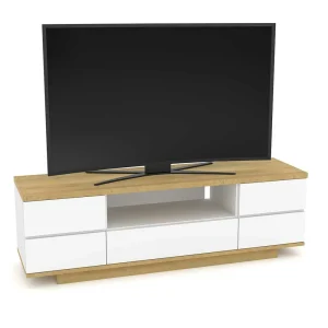 150x48x41 TV Unterschrank In Weiß Glanz & Eiche – Fiorina 9