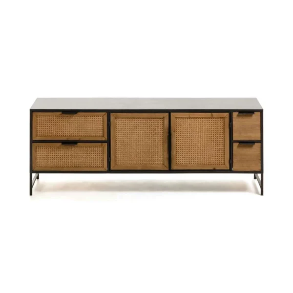 150x55x40 TV Board Aus Rattan & Zeder Holz – Nairos 5