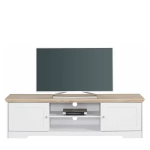 160x45x40 Cm TV Schrank In Weiß & Eichefarben – Akedra 12