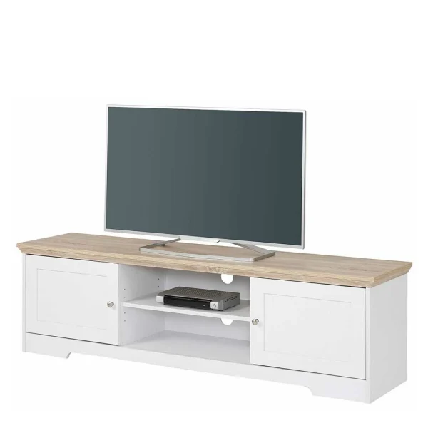 160x45x40 Cm TV Schrank In Weiß & Eichefarben – Akedra 1