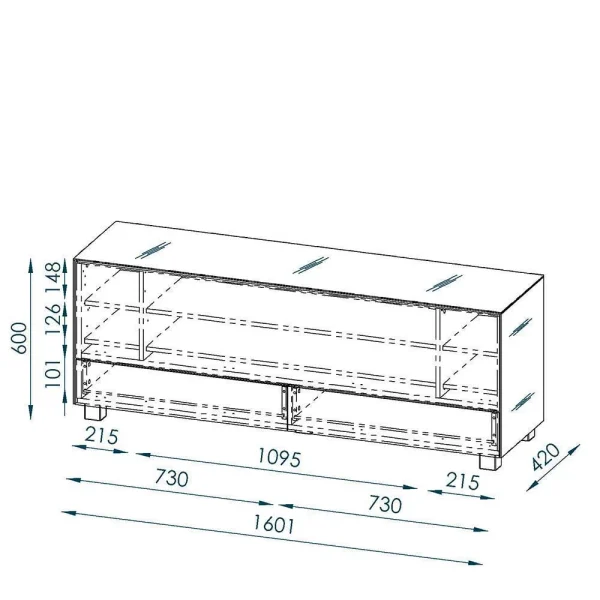 160x60x42 TV Element In Eiche Dekor & Schwarz – Aramov 4