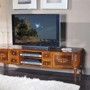 170cm Breites TV Lowboard Im Barock Look Natale In Nussbaum 18