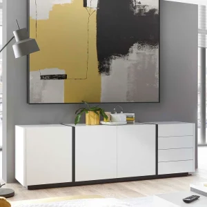 212 Cm Breites Sideboard In Weiß Mit Schwarz – Laucata 10