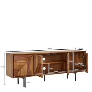 4-türiges Massivholz Sideboard 140 Cm Breit – Surin 18