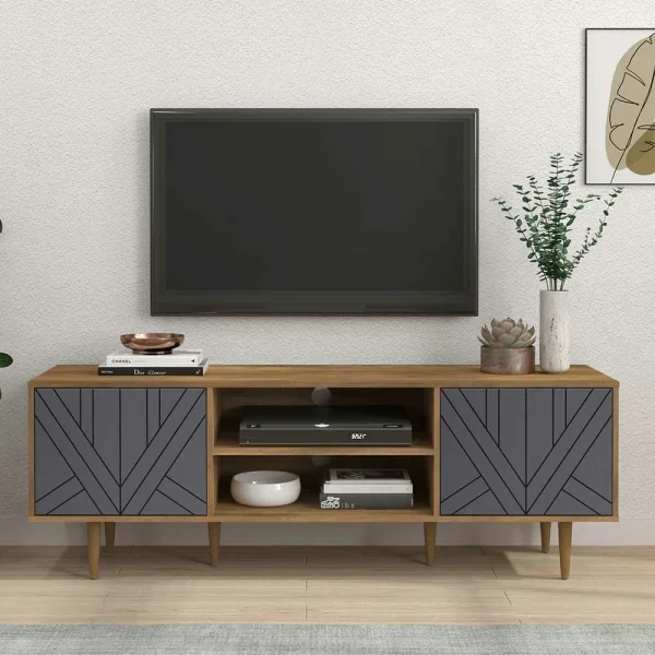 Design Lowboard Für TV In Grau & Natur – Ascolano 3