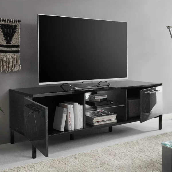 Design TV Kommode In Schwarz Marmor Optik – Cabriza 4