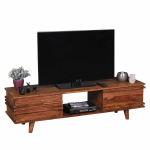 Dunkles Retro TV Board Pisinon Aus Holz Massiv 10