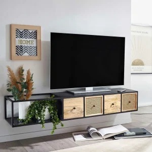 Hängendes TV Board Aus Holz & Wiener Geflecht – Leiria 10