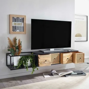 Hängendes TV Board Aus Holz & Wiener Geflecht – Leiria 12