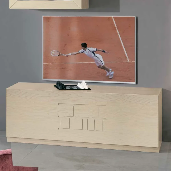 Helles Esche TV Board Mit Klappe – Odillava 1