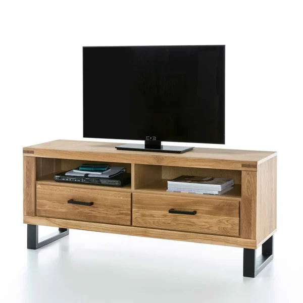 Loft TV Kommode Aus Teilmassiver Eiche – Arello 3