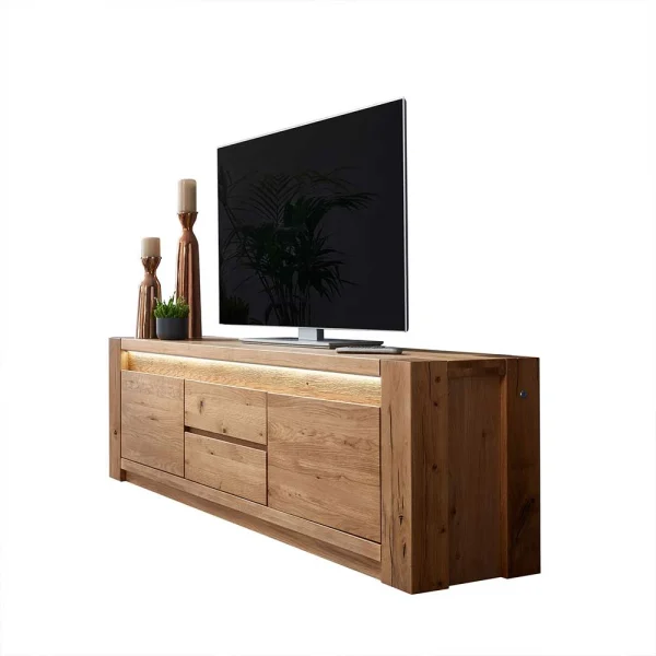 Massivholz TV Board Mit LED Beleuchtung – Aconlean 1