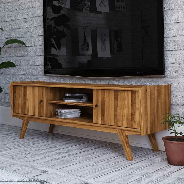 Mid Century TV Lowboard Aus Wildeiche Massiv – Hardus 4