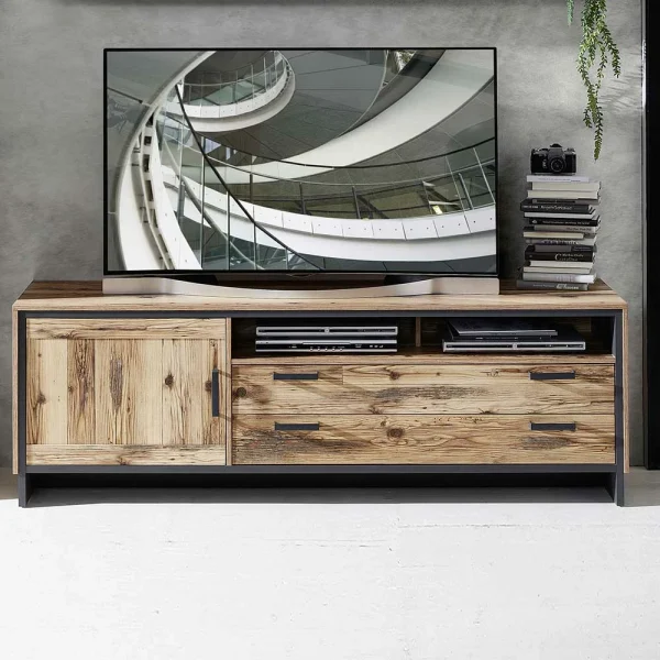 TV Unterschrank In Holz Antik Dekor – Olegana 3